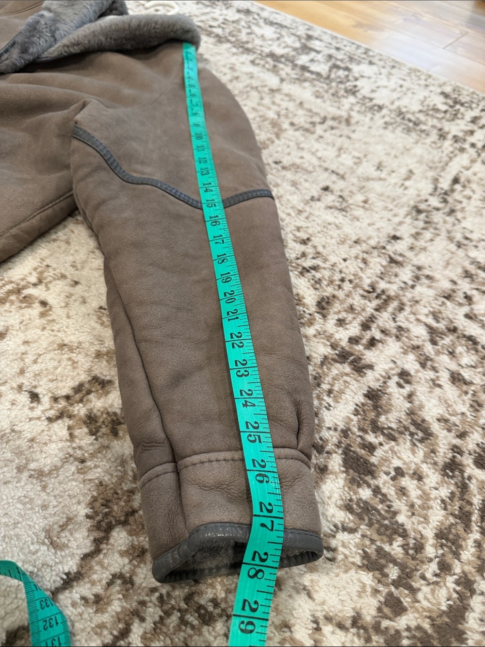 Wool-Lined Taupe Shearling Coat - Women's Long Winter Coat - Picture 5 of 8